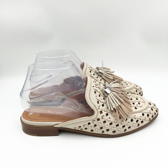 JOHNSTON & MURPHY Ali Woven Tassel Mule Bone Glove Leather Womens 6.5 - Picture 4 of 8